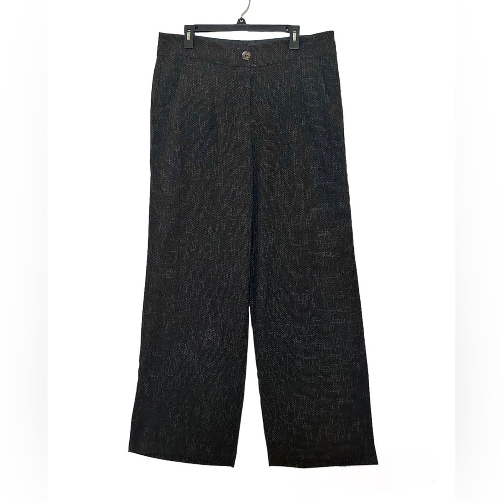 NWT Chico’s Women’s Pants Trousers Wide Leg Textured Black/Grey Size 3 or XL